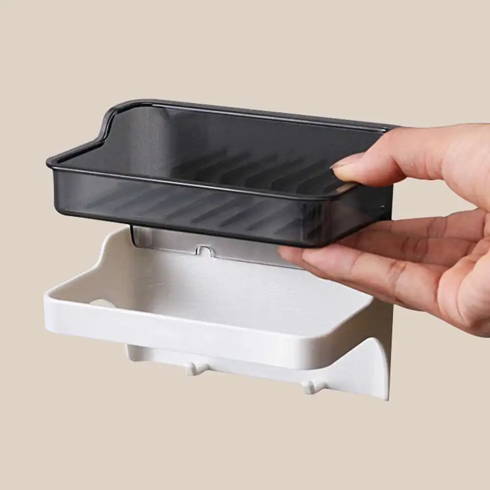 

Bathroom Soap Dish Storage Holder Wall Mounted Soap Box Basket Square Rack Soap Case