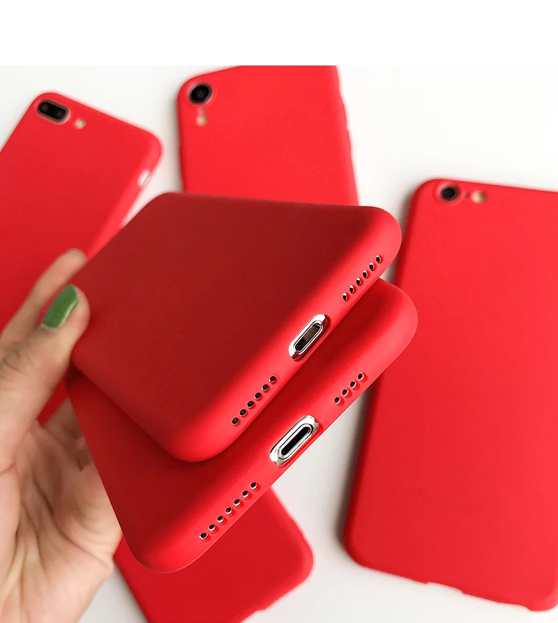 Красный матовый чехол для телефона iphone 12 13 11 Pro XS Max XR X 8 7 6S 6 Plus SE 2020 силиконовые