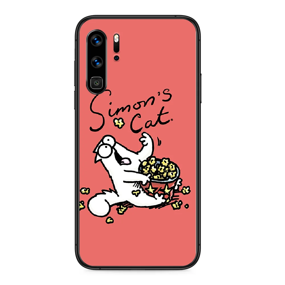 

Cute Funny Simons Cat Phone case For Huawei P Mate Smart 10 20 30 40 Lite Z 2019 Pro black Hoesjes 3D Cell Tpu Bumper Silicone