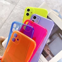 clear neon florescent case for iphone xr 11 pro max 12 xs 8 7 6 6s plus se 2020 phone case soft cover transparent slim women