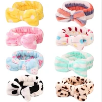 face wash cute hairpin soft warm coral wool bow with hair band animal ears women girls headscarf stylish hair accessories