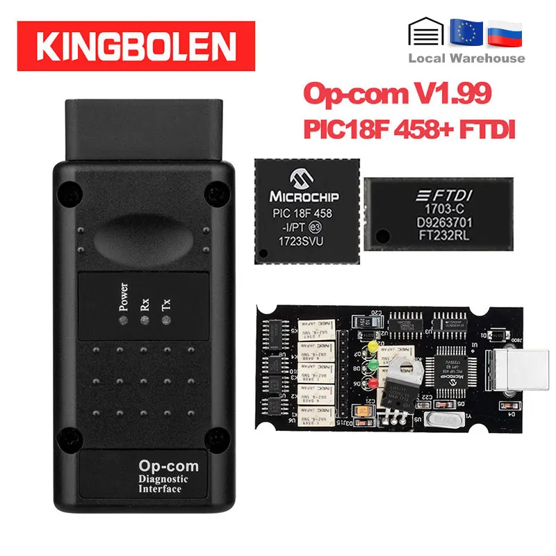 Op com V1.99 PIC18F458/FTDI чип диагностический инструмент Can Bus для Opel OBD2 Авто сканер Op-Com 1,99 canbus OBDII Opcom