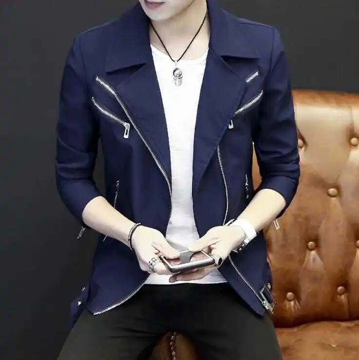 

Gratis verzending Tiener Nieuwe Koreaanse revers jas mannen katoen comfort mannen jassen Mode riem rits heren slanke Jas