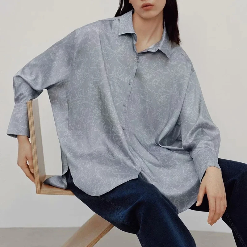 

Women's plus size shirt long-sleeved printed shirt casual loose streetwear top clothing