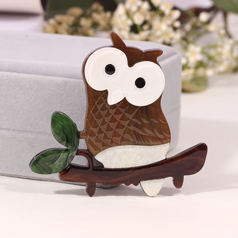 Броши FARLENA Siting on Branch сова для женщин и мужчин элегантные из смолы брошь с