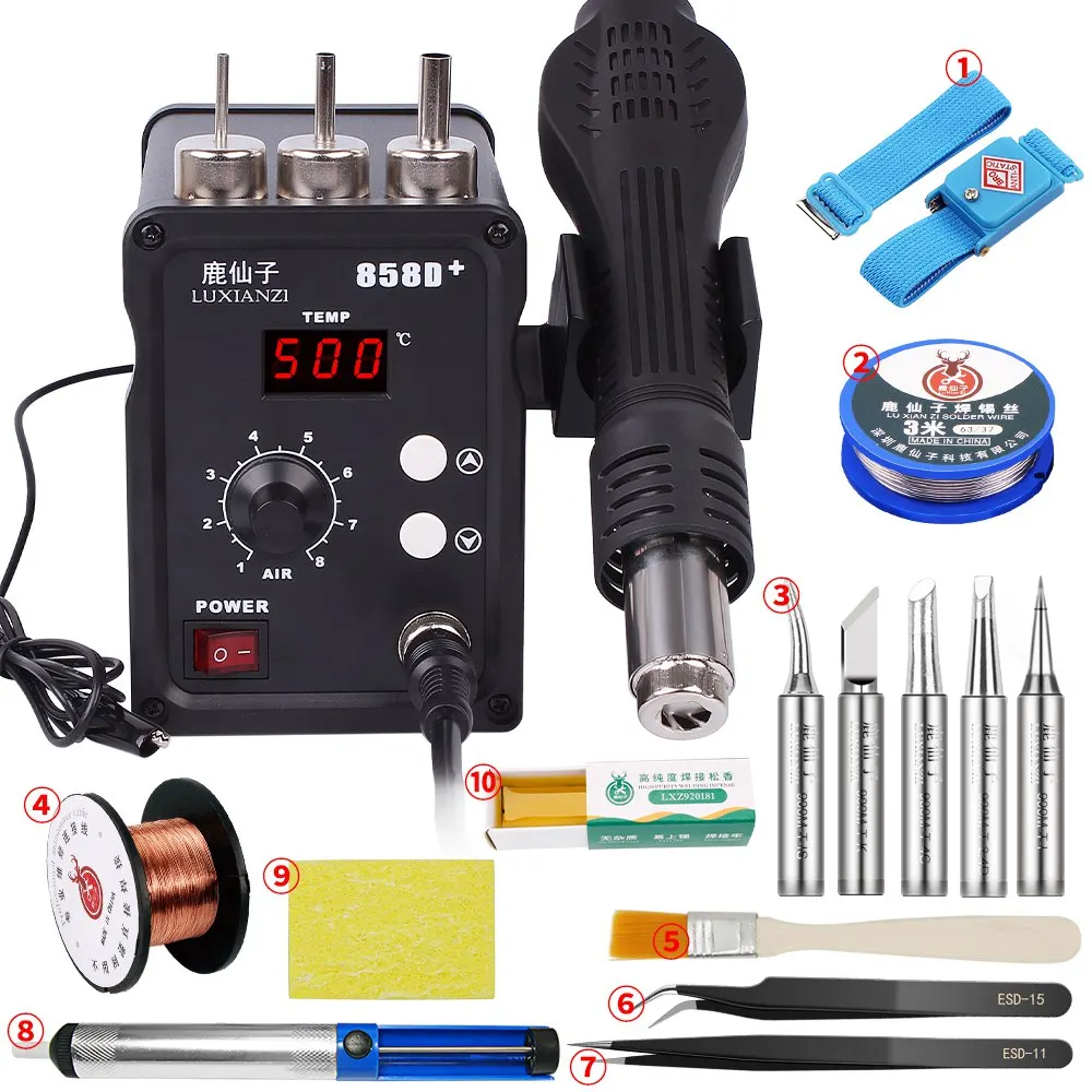 LUXIANZI Hot Air Gun Soldering Station LCD Digital Display Welding Rework Quick Heat Smart Cooling For BGA PCB IC Repair | Инструменты