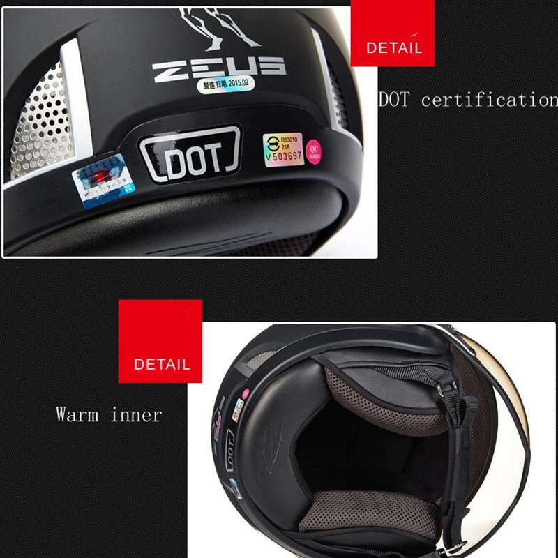 ZEUS мотоциклетный реактивный Ретро шлем 3/4 короткий одобрен ece 218C 4 сезонный