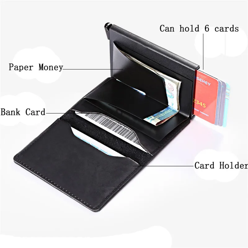 Fashion RFID Men Wallets Id Card Holder Credit Vintage Black Short New Metal Leather Small Thin Purse | Багаж и сумки