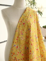 batik yellow flower plant super dense poplin sewing cloth making womens dress diy childrens clothing cloth