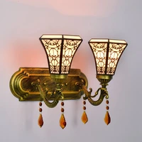 arabian style artistic creative bedroom bedside wall lamp multi colored glass vintage bar aisle double headed crystal lamp