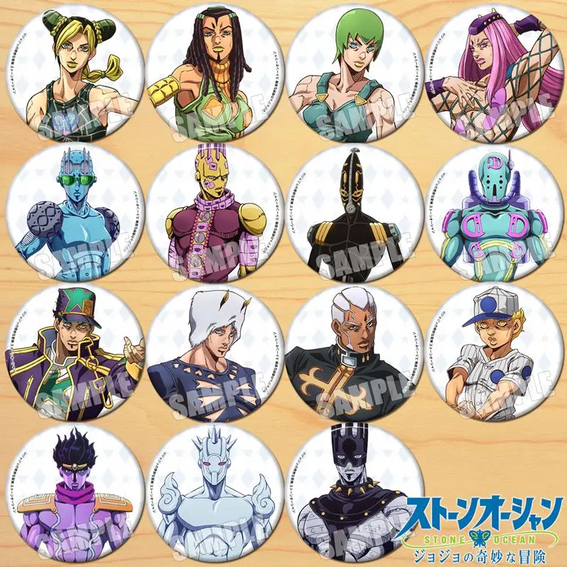 

Anime JoJo's Bizarre Adventure Stone Ocean Badges Cosplay Cujo Anasui Fighters Weather Report Pins Costume Props Accessories