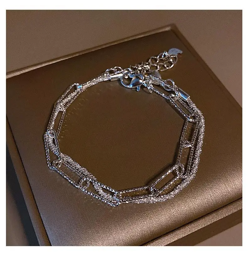 

Женские браслеты из серебра S925 пробы, цепочки с отверстиями, роскошная бижутерия, стиль для вечеринки, элегантный подарок, 2 шт. в 1 комплекте, новинка 2022