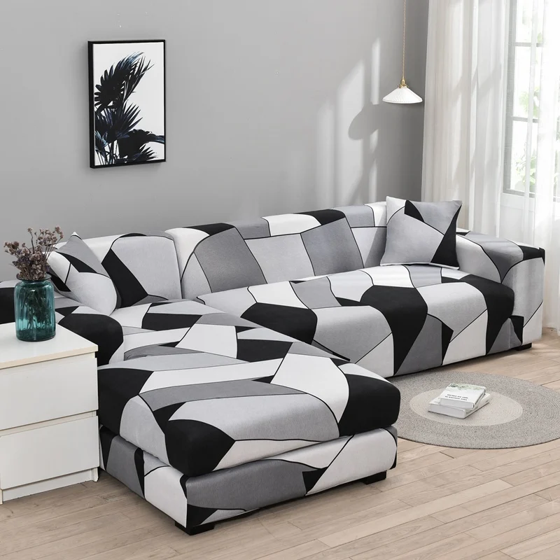 

Square lattice printed L shape sofa covers for living room sofa protector anti-dust elastic stretch covers for corner sofa cover