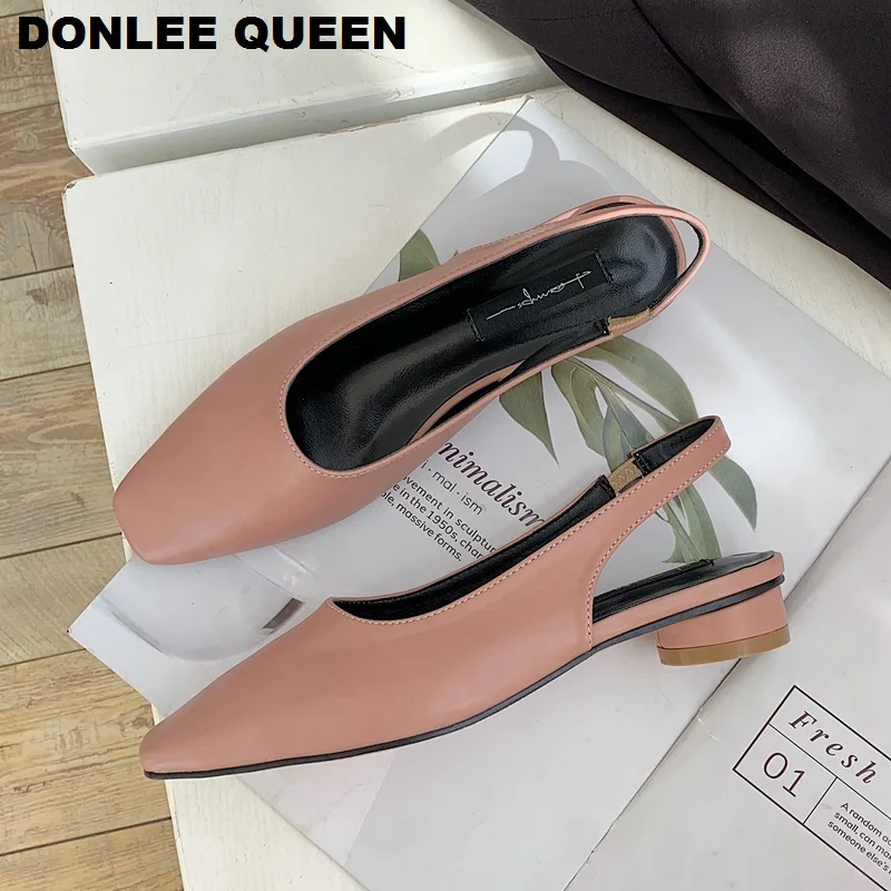 

Women Sexy Slingback Sandals Square Toe Pumps Block Heel Summer Party Dress Shoes Macaroon Color Sandals For Vacation Mule Shoes