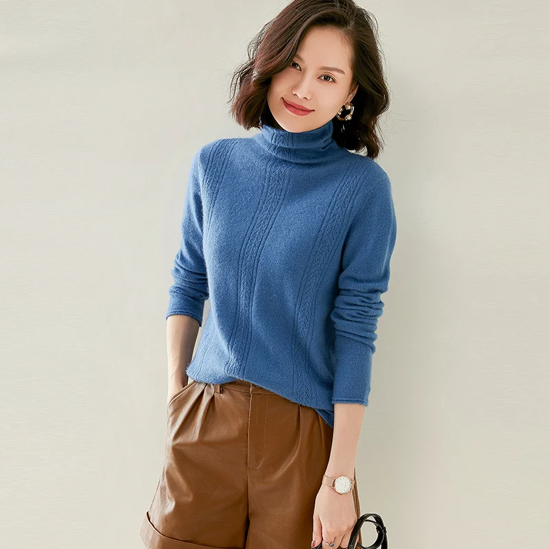 adishree 2020 woman winter 100% Cashmere sweaters autumn knitted Pullovers High Quality Warm Female thickening Turtleneck