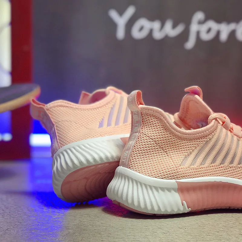 PINSV/2019 г. Осенние дышащие белые кроссовки для бега Flyknit повседневные женские
