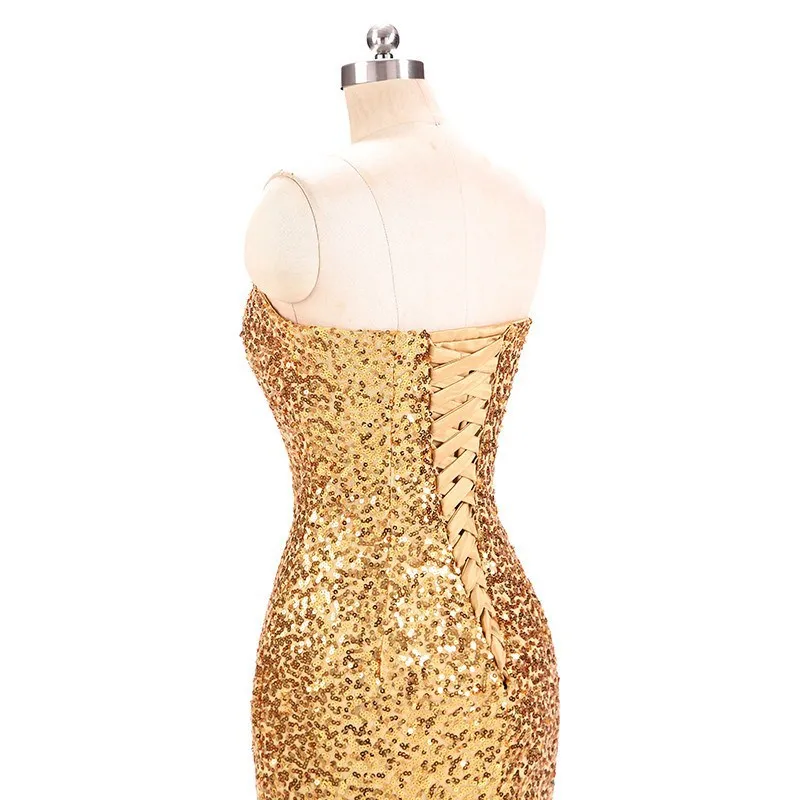 

Gold Long Evening Dress Mermaid Sleeveless Sequins Beading Prom Party Women Dresses Robe De Soiree Wedding Guest Gown