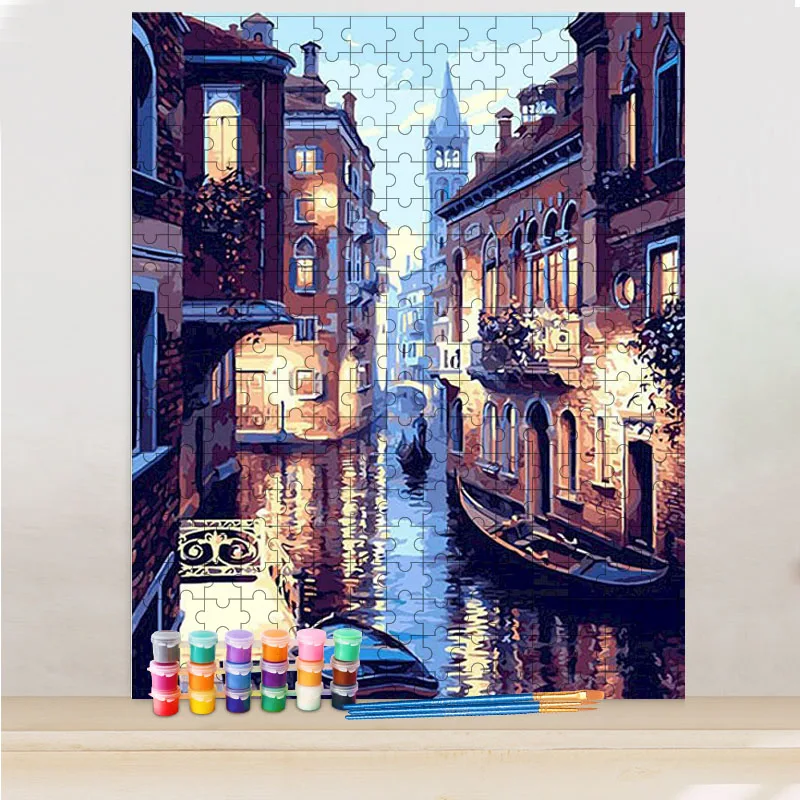 GATYZTORY DIY Painting By Numbers Jigsaw Puzzle Venice Landscape Canvas Drawing For Adult Handpainted Gift Home Wall Art