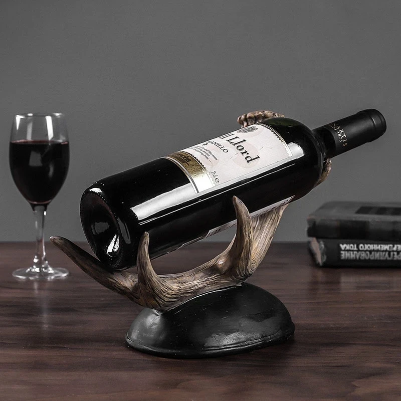 

Nordic Retro Antler Wine Rack Modern Wine Holder Miniature Model Resin Figurine Creative Home Decoration Accessories Craft