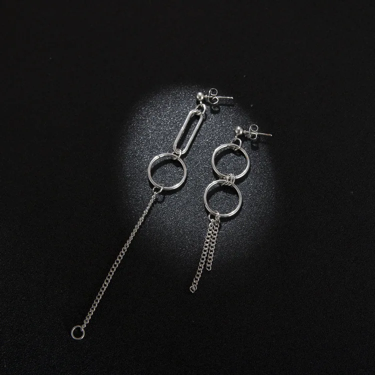 Серьги гвоздики в виде асимметричных колец ювелирные изделия уличных ветров