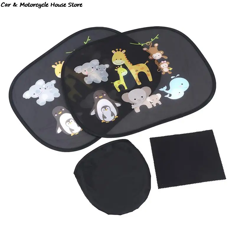 

2PCS Cute Cartoon Car Sun Shade Cover UV Protect Curtain Side Window Sunshade Cover For Baby Kids Universal Car Styling Foldable
