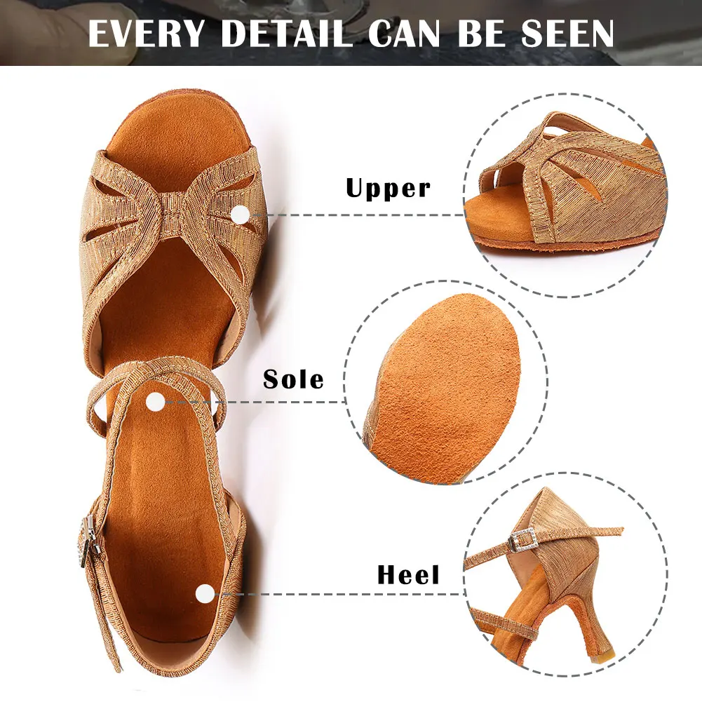 SWDZM Latin Dance Shoes Women Ballroom High Heeled Salsa Samba Dancing Shoes Girls Ladies Indoor Soft Bottom Party Sandals