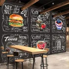 Пользовательские Настенные обои любого размера, 3D Ручная роспись, доска, гамбургер, кафе, фон для пекарни, Настенные обои, граффити, обои