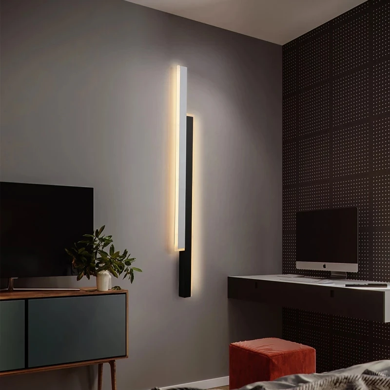 Moderna lâmpada de parede led longo pendurado luzes simples nordic sala estar sofá fundo da decoração para casa lum | Лампы и