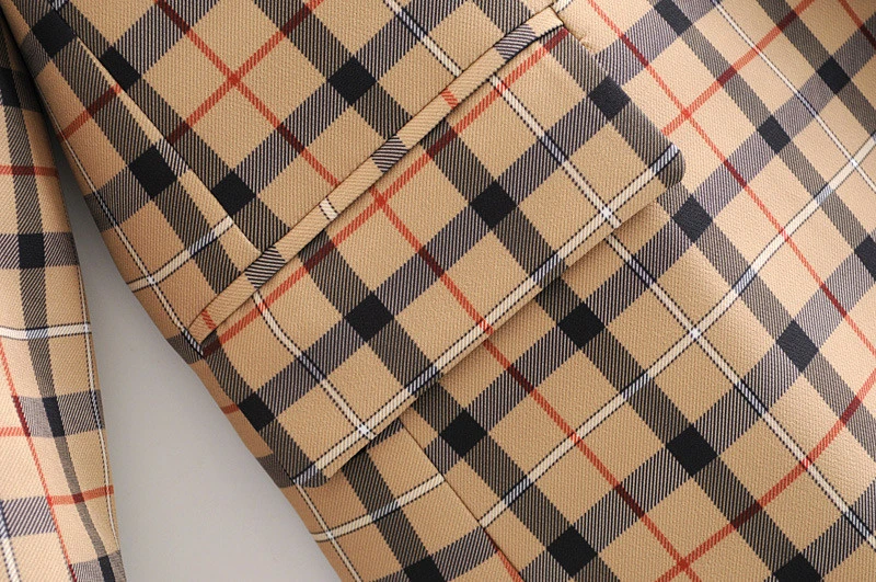 Женский клетчатый Блейзер винтажный блейзер в стиле оверсайз элегантный офисный