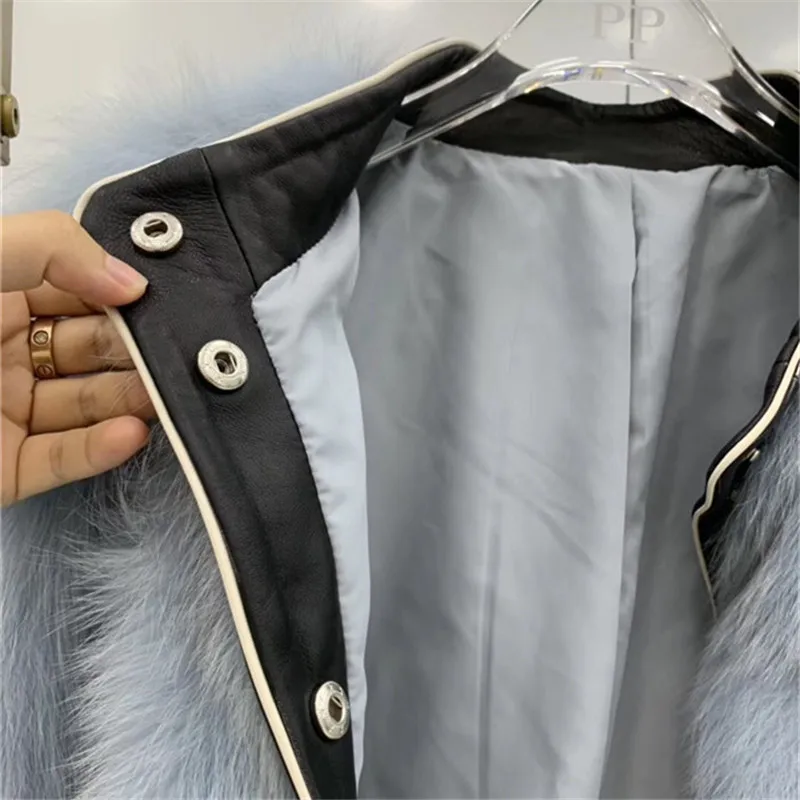 Abrigos mujer invierno шуба из натурального Лисьего меха женская зимняя короткая Повседневная мотоциклетная Лоскутная куртка из натуральной кожи Верхняя одежда