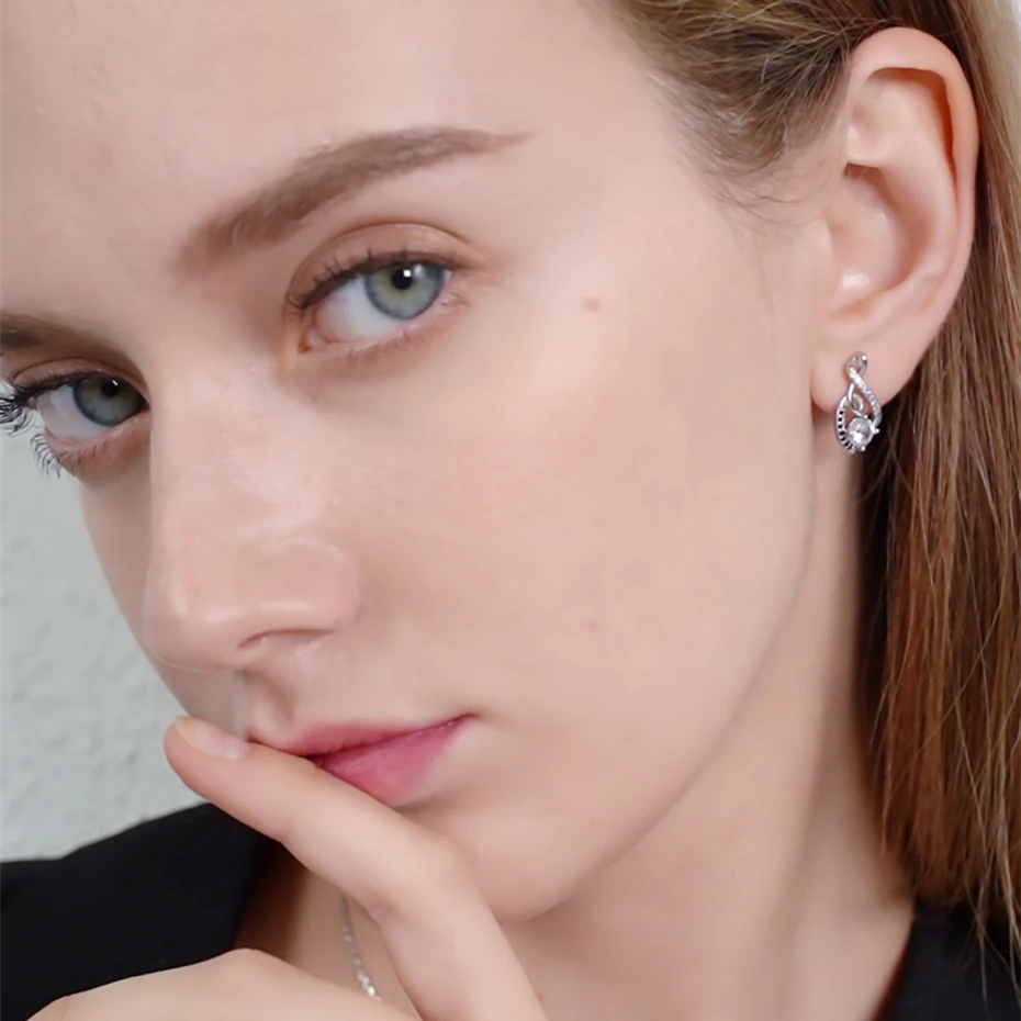 

[BLACK AWN] Pure 925 Sterling Silver Earrings Cute Wedding Stud Earrings for Women Sterling Silver Jewelry TE006