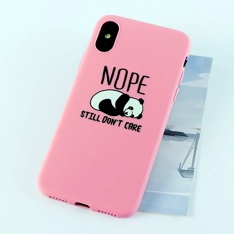 8713-pink Забавные чехлы для телефонов с пандой для iPhone X XS MAX XR 8 7 6 s Plus, мягкие силиконовые облегающие накладки на заднюю панель - Цвет: 8713-pink