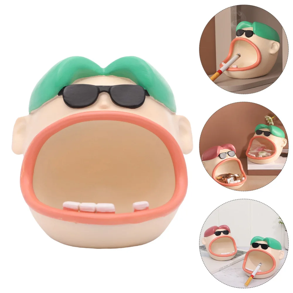 

1pc Personalized Ashtray Resin Desktop Ornament Funny Big Mouth Ashtray