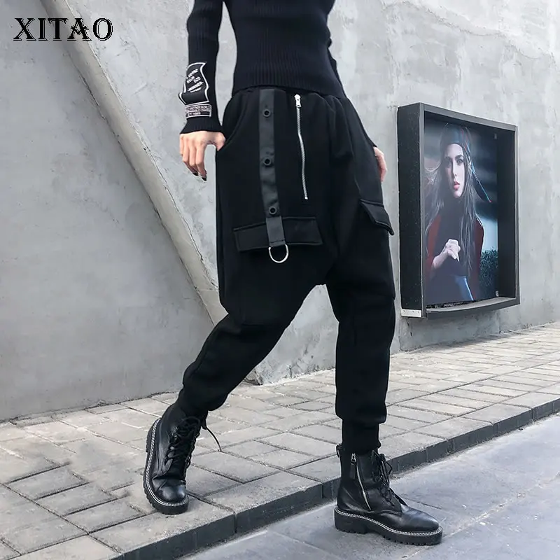 XITAO уличная одежда женские штаны индивидуальная прострочка шаровары на молнии