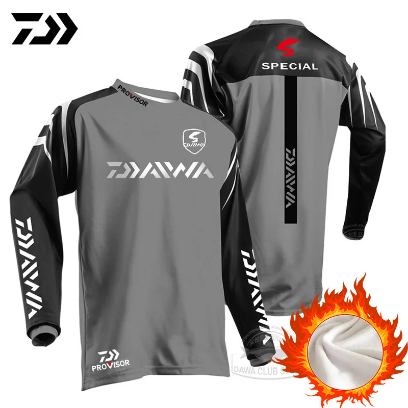 Thermal Fishing Sweater DAWA Fishing Sweatshirt Thicken Winter Fleece Fishing Jersey Long Sleeve Thermal Underwear Sweater