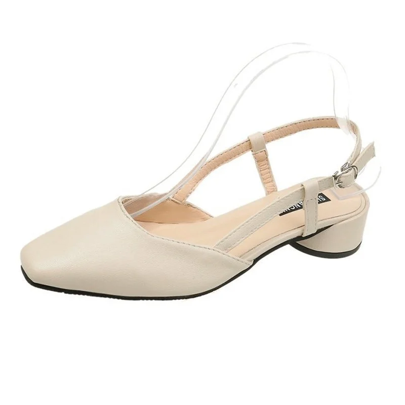 

Sandals Women 2021 New Flat Shoes Korean Version of The Word Buckle Baotou Simple Thick Heel Women's Shoes