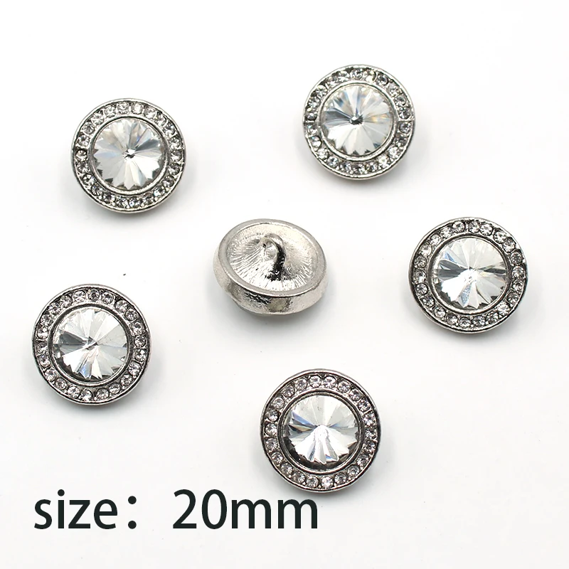 Новинка 5 шт. 20 мм круглые металлические кнопки блестящие стеклянные стразы