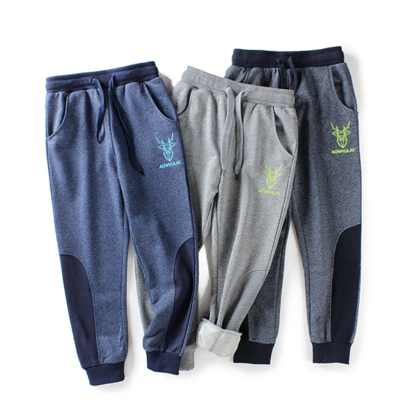 

5-15 year boy girl Spring Autumn in big child sports pants knitted embroidery color matching Korean version new quality clothing