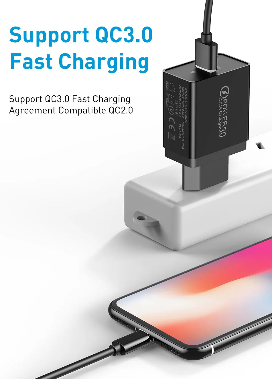 USLION 3A EU Plug USB зарядное устройство Быстрая зарядка 3,0 быстрый мобильный телефон настенные зарядные устройства для iPhone XS X 8 7 samsung Note 9 S9 S10 huawei