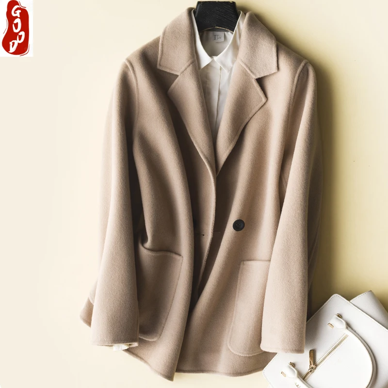 

2021 Korean 100% Wool Coat Female Spring Double-sided Cashmere Jacket Women Outerwear Winter Coats Woman Abrigos ZY1202