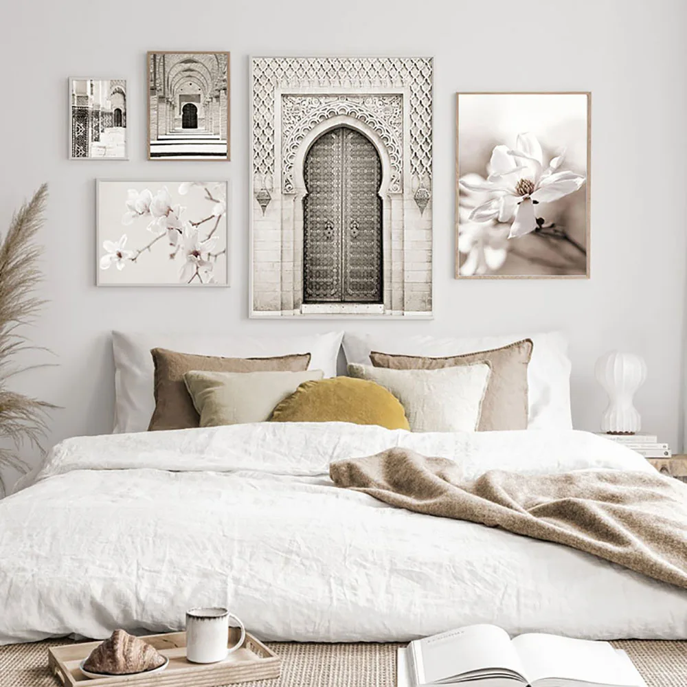 

Canvas Painting Arab Mosque Morocco Building Islamic Vintage Posters Religion Landscape Wall Art Prints for Living Room Decor