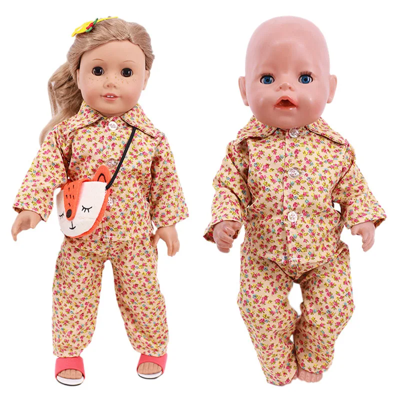 

Новинка 2021, модные пижамные костюмы с разбитыми цветами, одежда для 18-дюймовых американских кукол, игрушек для девочек, 43 см, аксессуары для ...