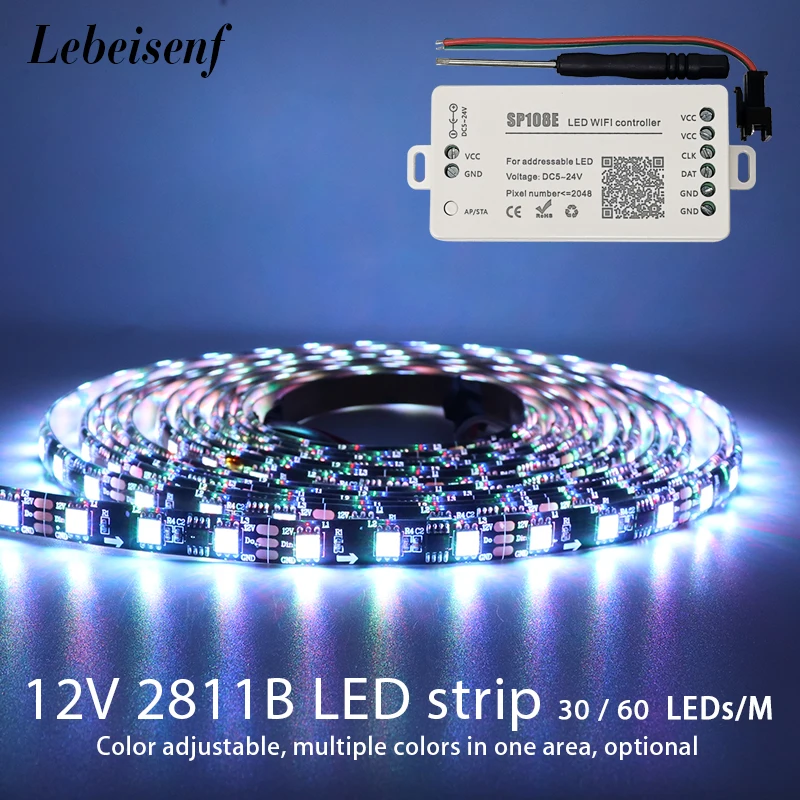 WS2811 RGB светодиодный полосы светильник 5050 SMD адресуемых 30/60 светодиодный/m внешний 1