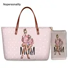 Комплект сумок Nopersonality с принтом Super Mom, повседневная вместительная сумка с ручками сверху, кошелек для женщин, роскошные сумки на плечо для мам