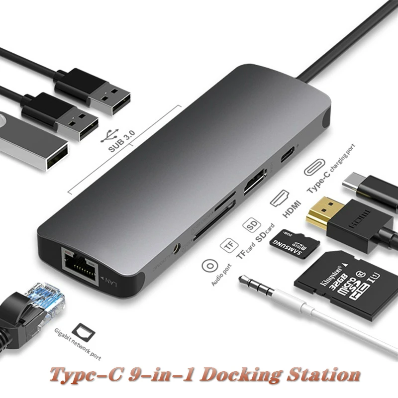 Type C Dock USB HUB Laptop Docking Station USB 3.0 HDMI 4K HD cable PD fast charging for MacBook Samsung S8 9 plus huawei P20
