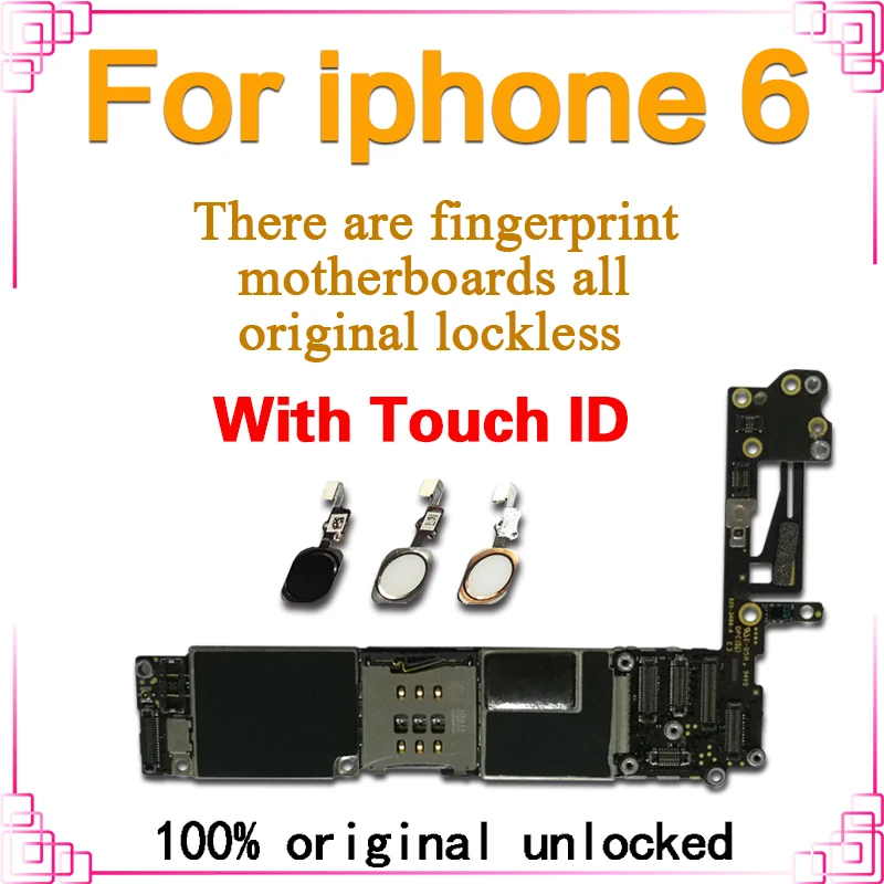 Заводская разблокированная материнская плата для iphone 6 с сенсорным ID/без Touch ID, для iphone 6 материнская плата 16 ГБ 32 ГБ 64 ГБ