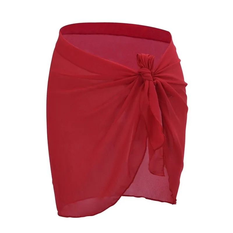 

Women Chiffon Beach Skirt Sexy Solid Color Bikini Swimwear Cover Up Summer Mini Sarongs