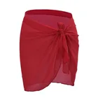 Женская шифоновая пляжная юбка, сексуальный однотонный купальник-бикини, накидка, летние мини-саронги