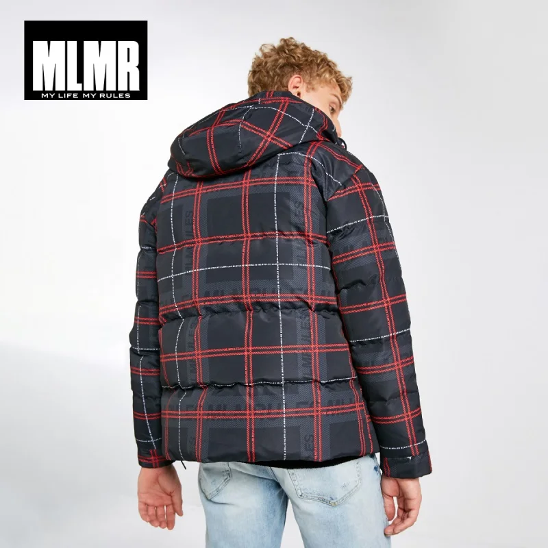 JackJones мужской зимний плед печатных теплый с капюшоном пуховик 218312534