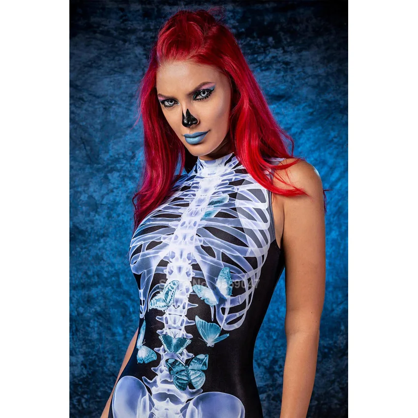 День мертвых зомби раньше для женщин Скелет жуткий карнавал Вечерние